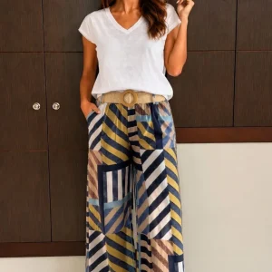 Pantalón Estampado Rayas C/ Cinturón