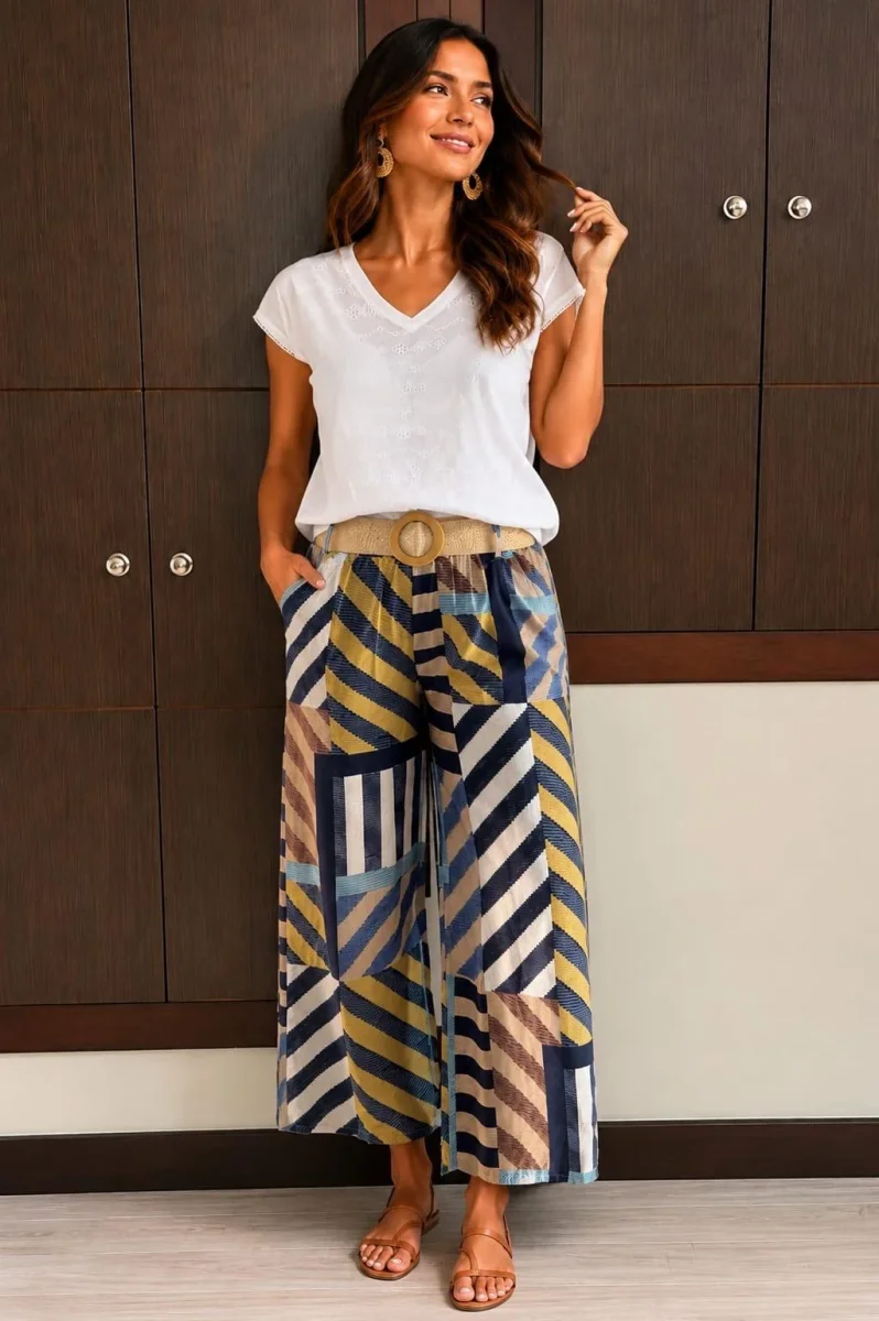 Pantalón Estampado Rayas C/ Cinturón - Imagen 2