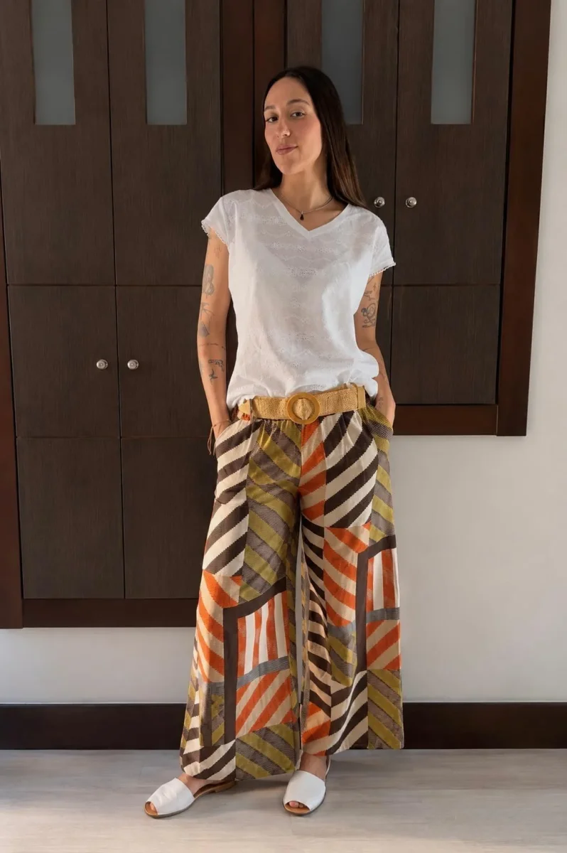 Pantalón Estampado Rayas C/ Cinturón - Imagen 3