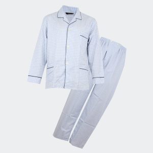 Pijama hombre tela cuadros rojos azules