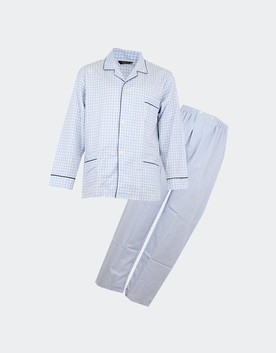 Pijama hombre tela cuadros rojos azules - Imagen 2