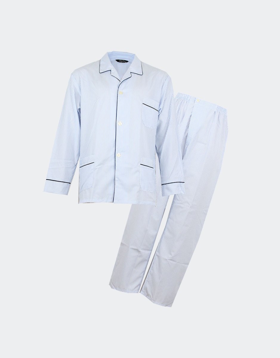 pijama hombre tela rayas azules - Imagen 2
