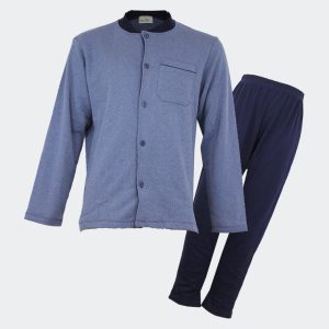 Pijama hombre punto felpa abierto delante  estampado con muestra pequeña INVIERNO