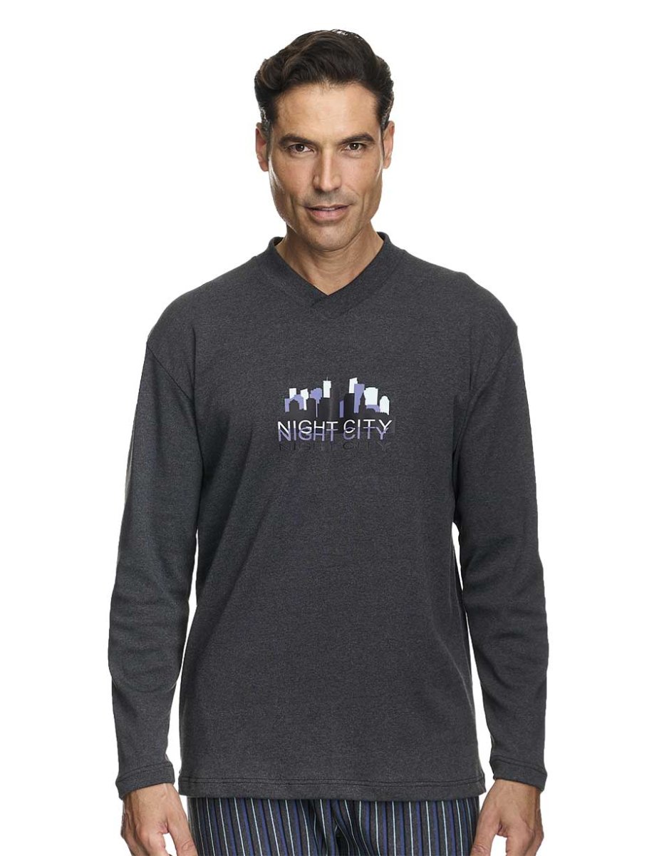 Pijama hombre felpa con dibujo ‘Nigth City’ - Imagen 3