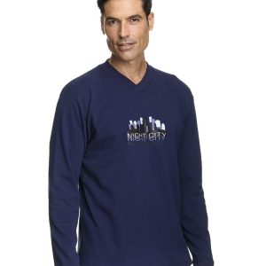 Pijama hombre felpa con dibujo ‘Nigth City’