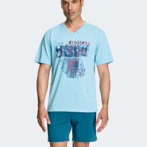 Pijama hombre punto CORTO con dibujo ‘URBAN LANDSCAPE’
