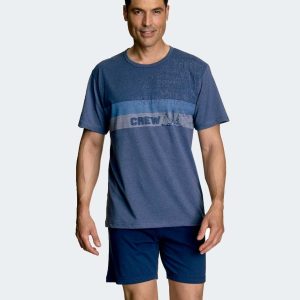 Pijama hombre punto CORTO dibujo ‘CREW’