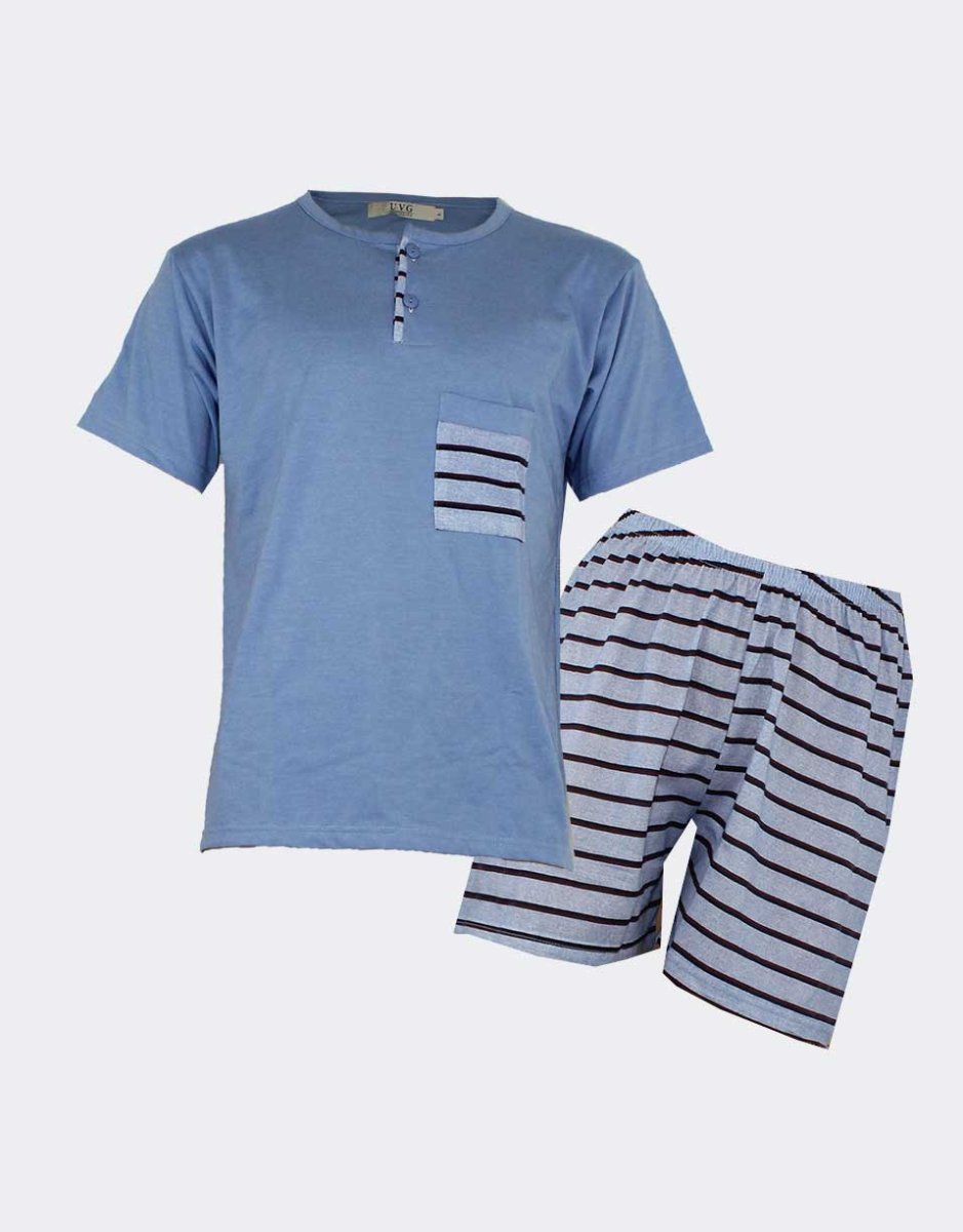 Pijama hombre punto corto con tapeta dos botones y bolsillo - Imagen 2