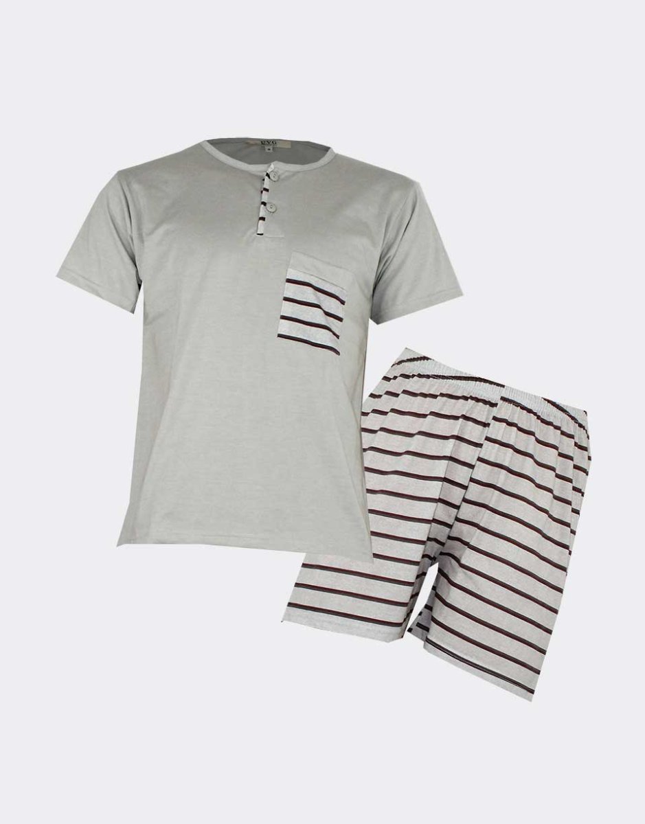 Pijama hombre punto corto con tapeta dos botones y bolsillo - Imagen 4