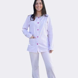 Pijama mujer punto fino LARGO ABIERTO estampado florecitas