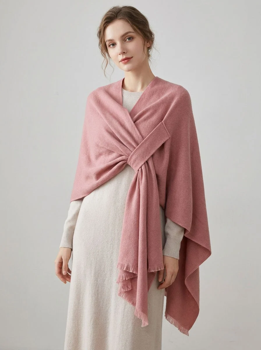 Women Fringe Poncho Shawl Wrap Cape Scarf - Imagen 4