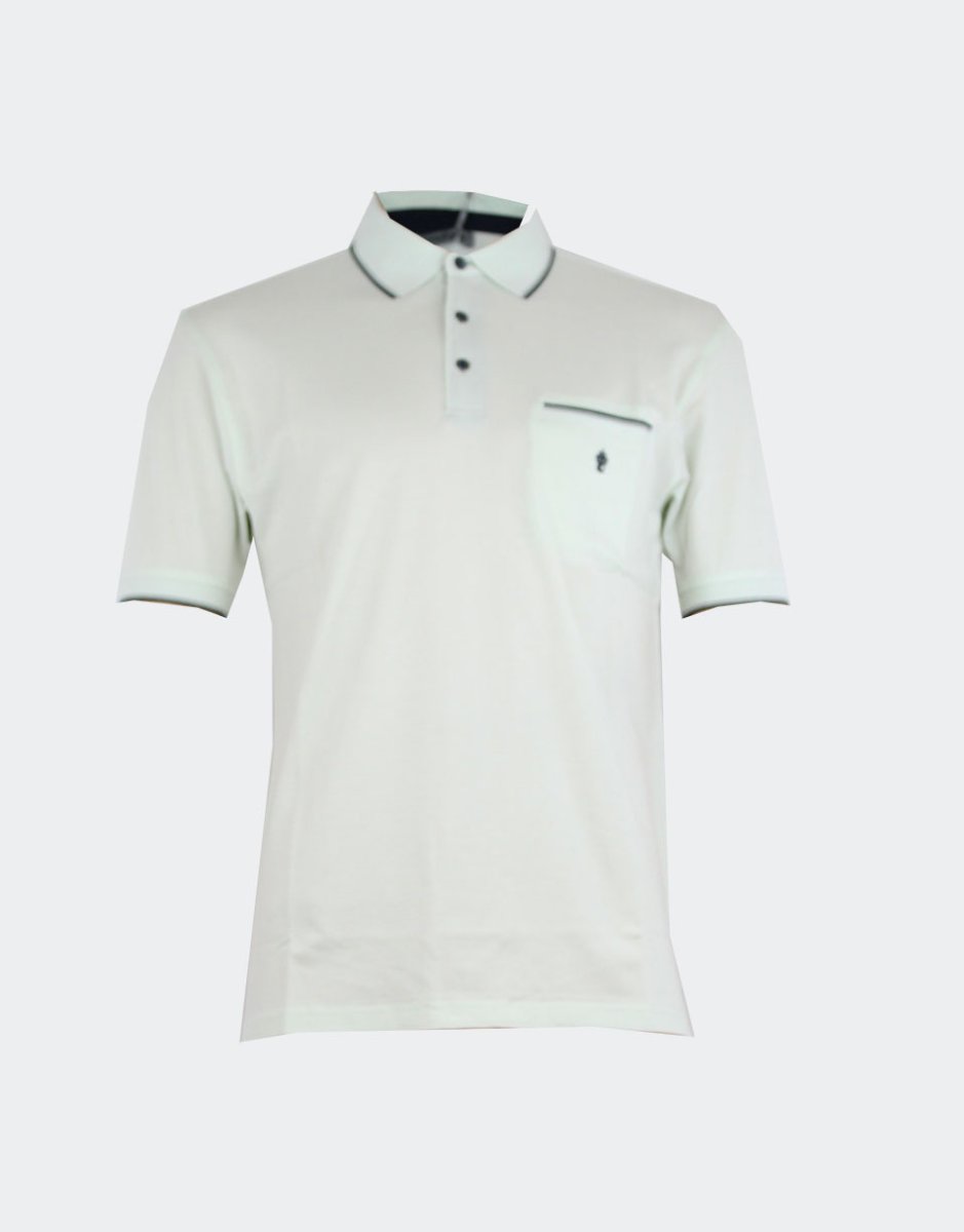 Polo hombre punto piqué jaspeado con detalle en bolsillo, mangas y cuello con pequeña franjas - Imagen 3