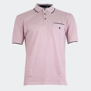 Polo hombre punto piqué jaspeado con detalle en bolsillo, mangas y cuello con pequeña franjas