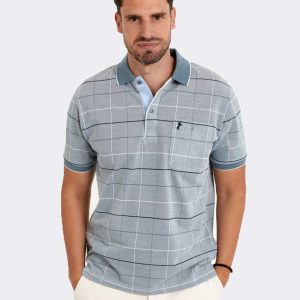 Polo hombre a cuadros punto MANGA CORTA