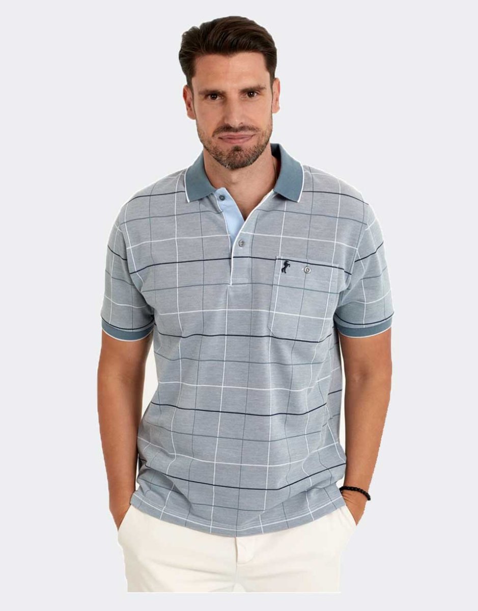 Polo hombre a cuadros punto MANGA CORTA - Imagen 2