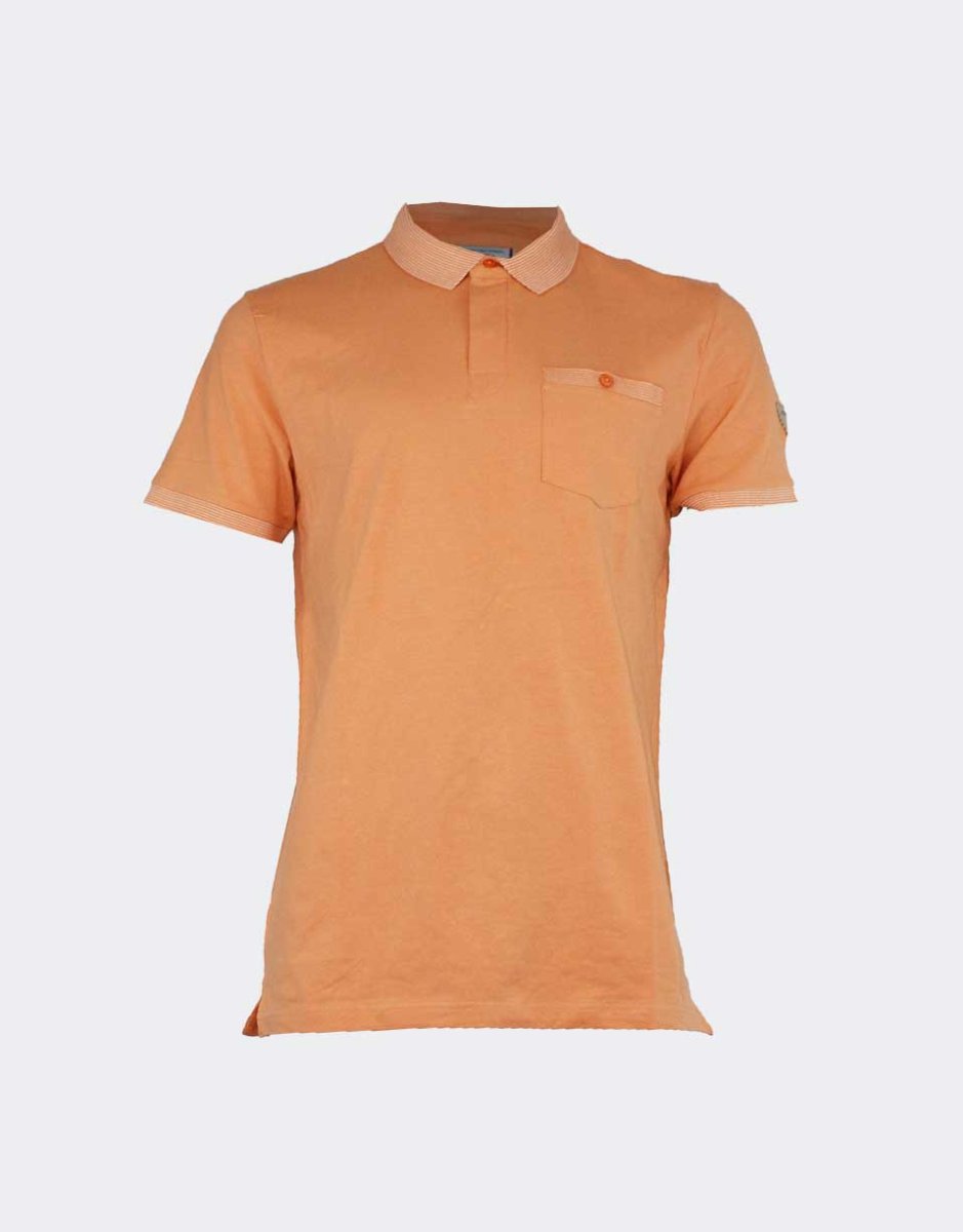 Polo hombre manga corta PRIVATA con bolsillo color liso con detalle rayas en cuello, mangas y bolsillo - Imagen 4