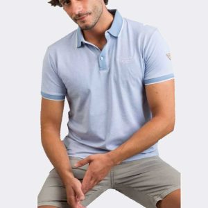 Polo hombre manga corta PRIVATA semi liso con detalle canalé en cuello y manga
