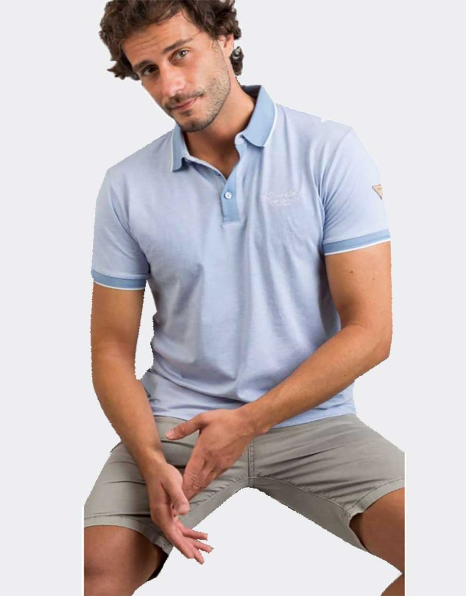 Polo hombre manga corta PRIVATA semi liso con detalle canalé en cuello y manga - Imagen 2
