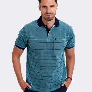 Polo hombre punto MANGA CORTA con líneas estrechas