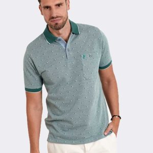 Polo hombre  estampado pequeño muy fino punto MANGA CORTA