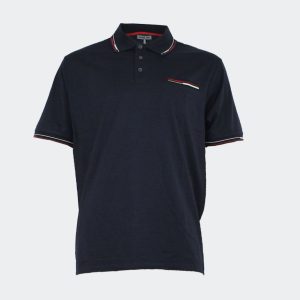 Polo hombre punto MANGA CORTA liso con detalle ralla en cuello, bolsillo y mangas