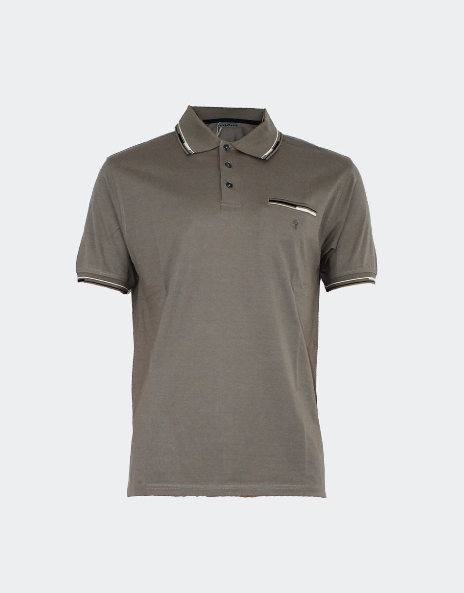 Polo hombre punto MANGA CORTA liso con detalle ralla en cuello, bolsillo y mangas - Imagen 3