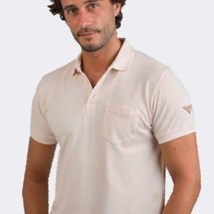 Polo hombre punto piqué manga corta PRIVATA liso con bolsillo y detalle raya en cuello y  mangas