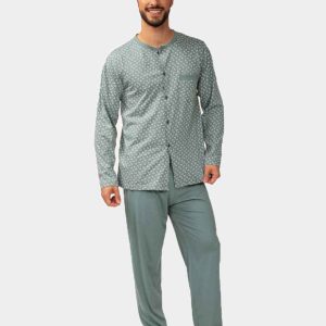 Pijama punto fino de hombre LARGO, ABIERTO estampado pequeño bambi