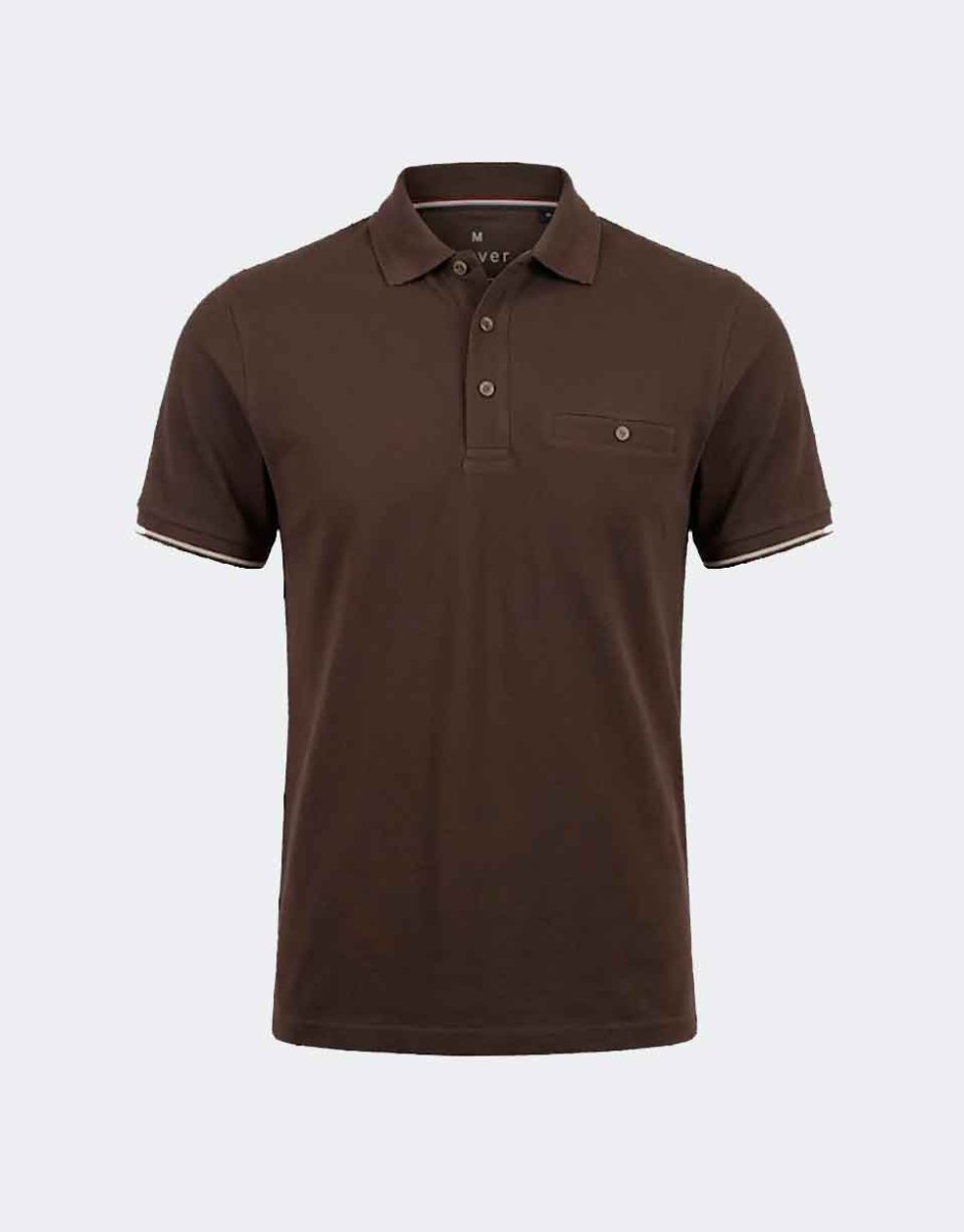 Polo punto piqué fino de hombre manga corta con bolsillo color liso con detalle raya en mangas - Imagen 3