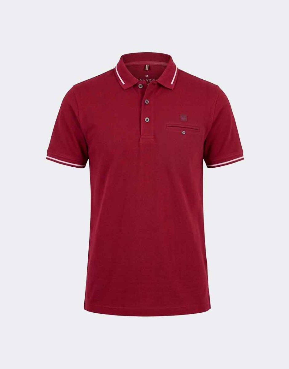 Polo manga corta de hombre tejido piqué fresco con bolsillo con detalle franja en cuello y mangas - Imagen 3