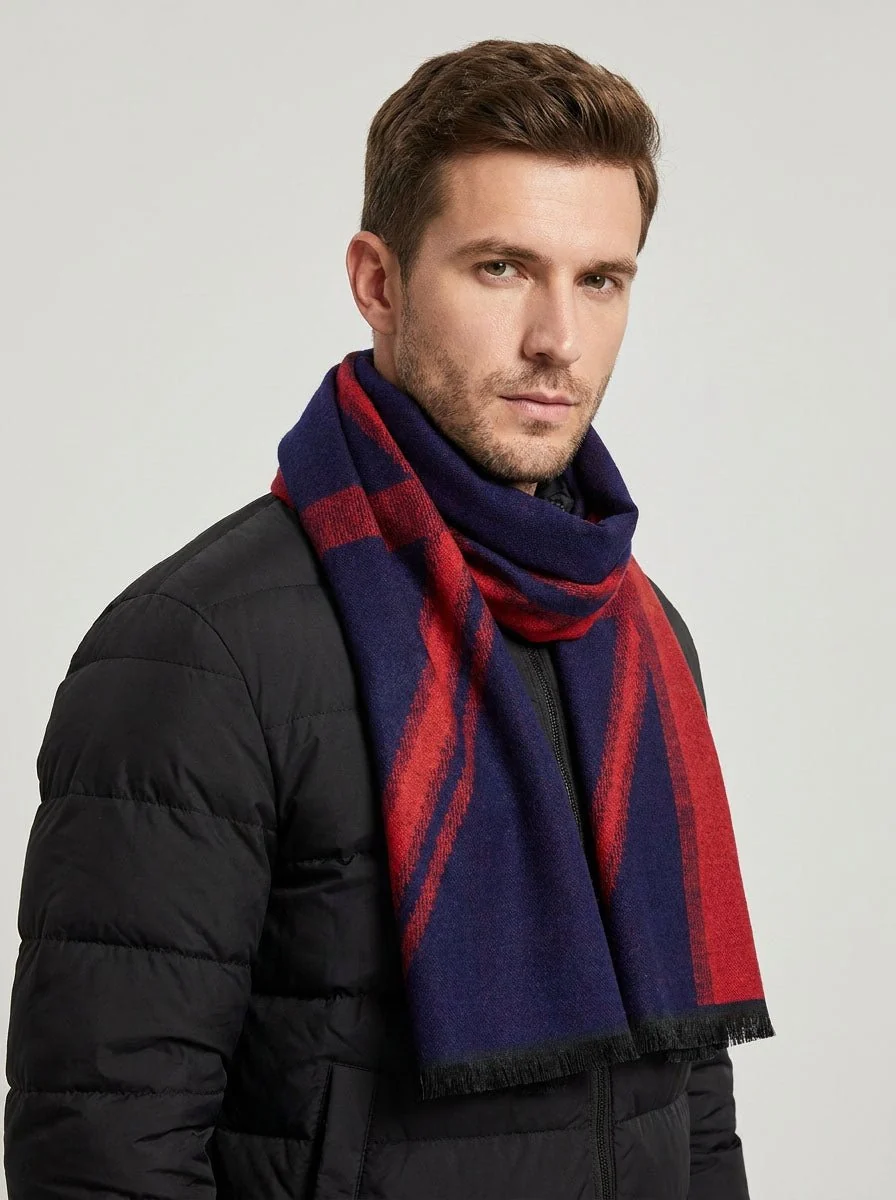 Men Plaid Fleece Lined Scarf - Imagen 6