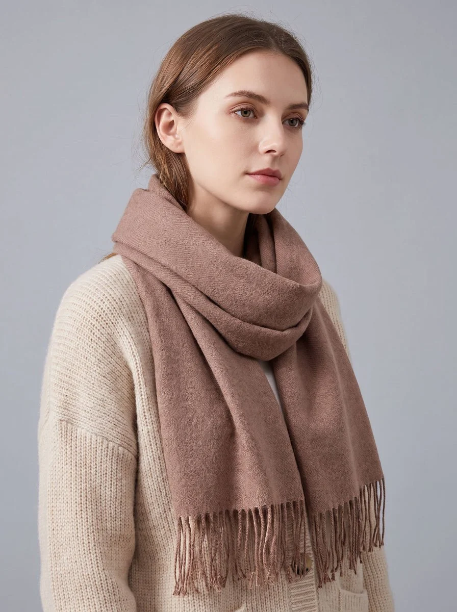 Women Ladies Solid Fringe Scarf - Imagen 7