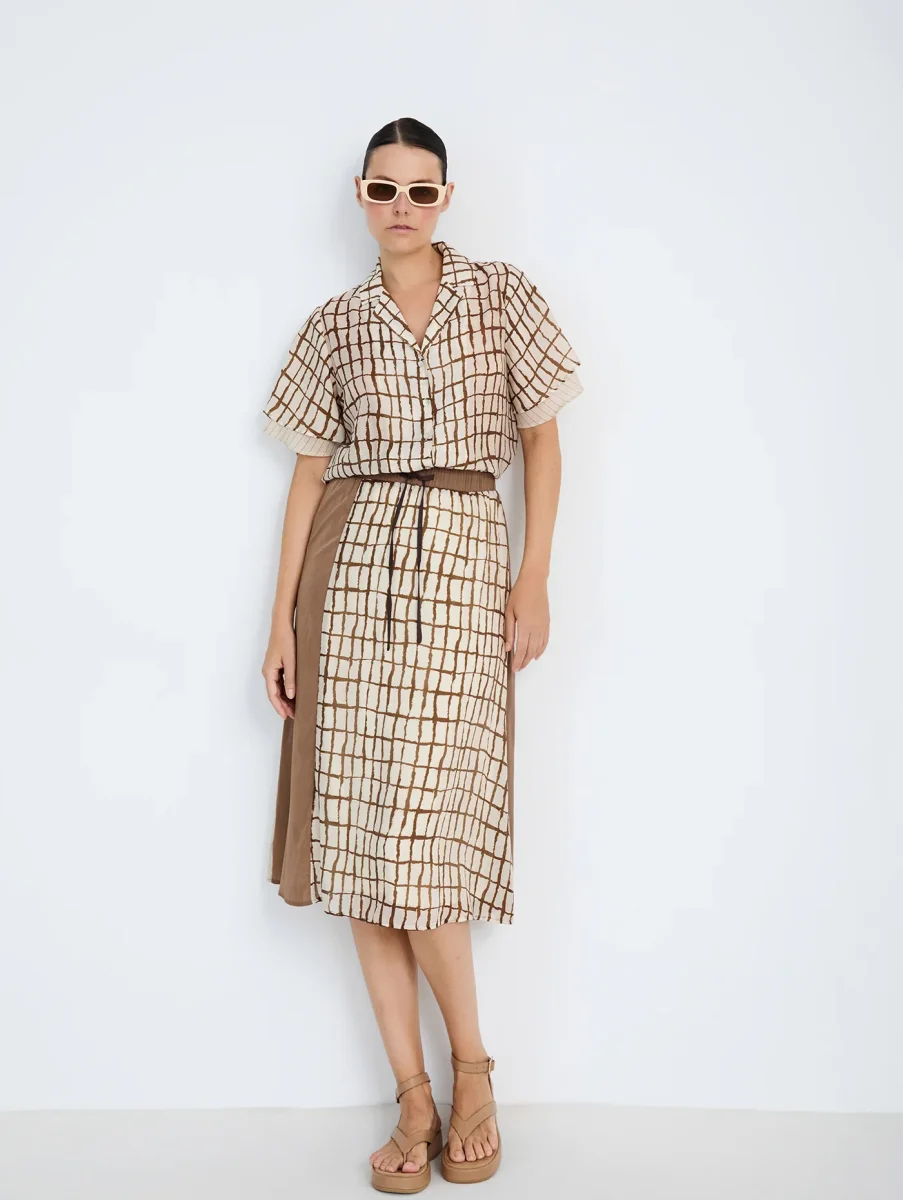 Falda Patchwork Marrón SKATIE - Imagen 2