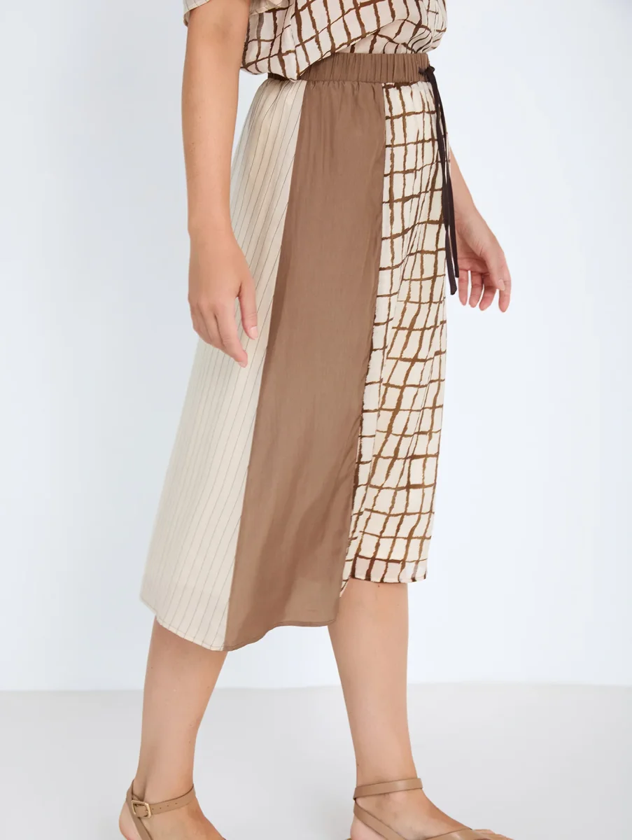 Falda Patchwork Marrón SKATIE - Imagen 7