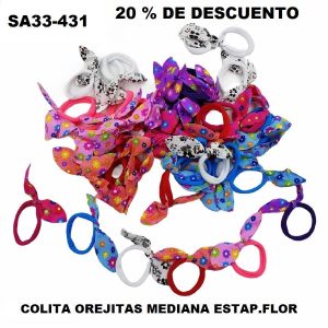 SA33-431 COLITA OREJAS MEDIANA FLORES 20% DE DESCUENTO