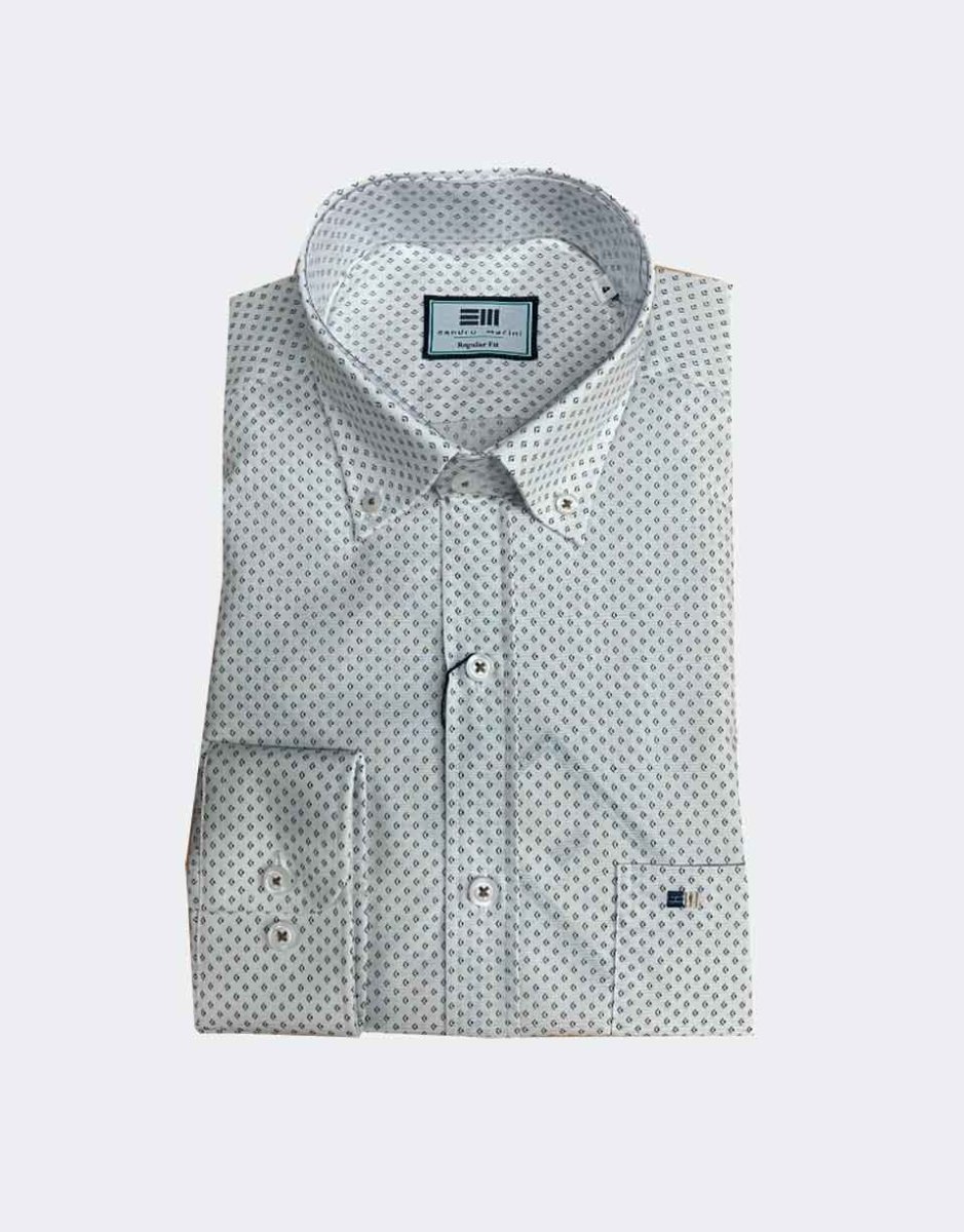 Camisa de hombre tela fina manga larga con pequeña muestra de rombitos - Imagen 4