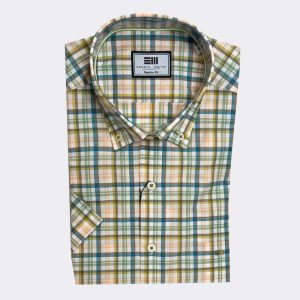 Camisa de manga corta de hombre en cuadros tonos apastelados