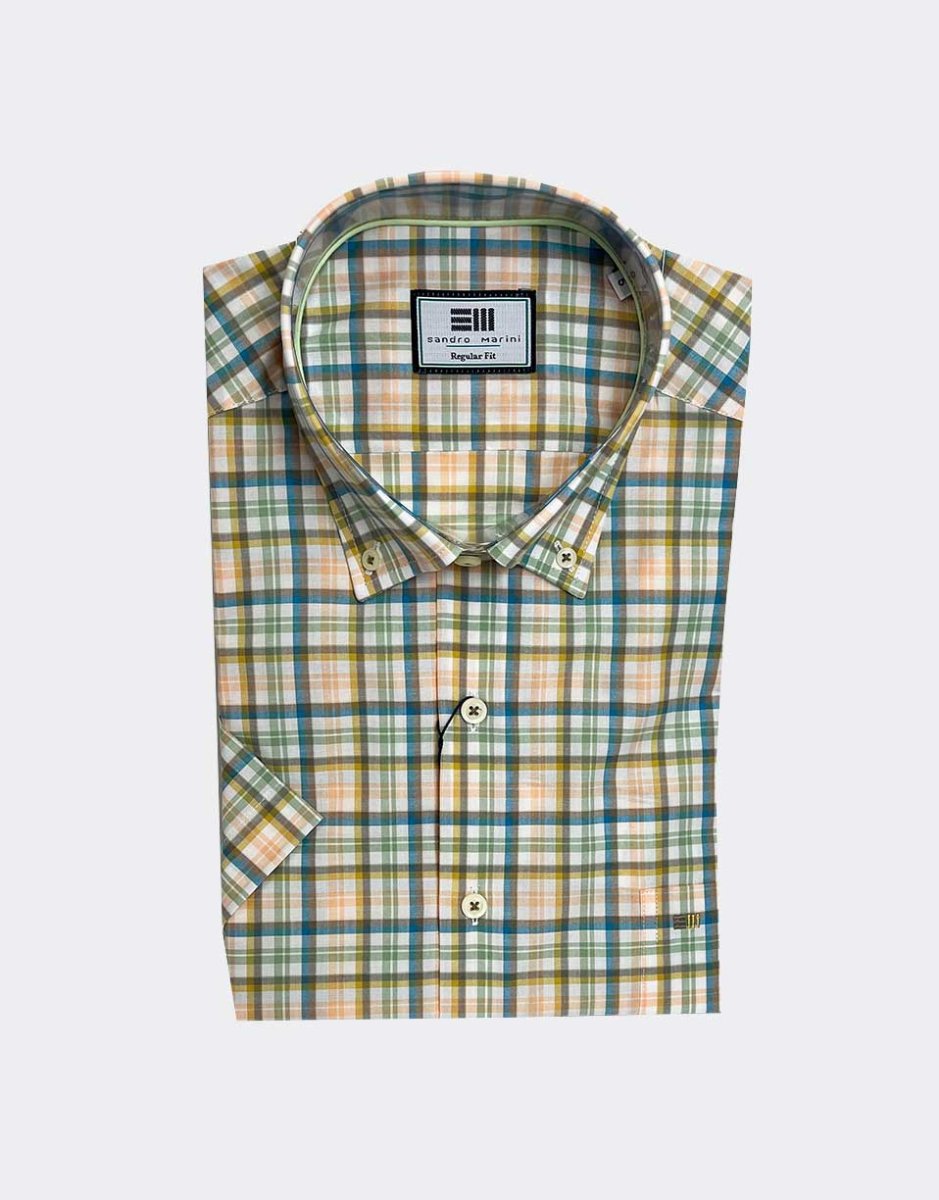 Camisa de manga corta de hombre en cuadros tonos apastelados