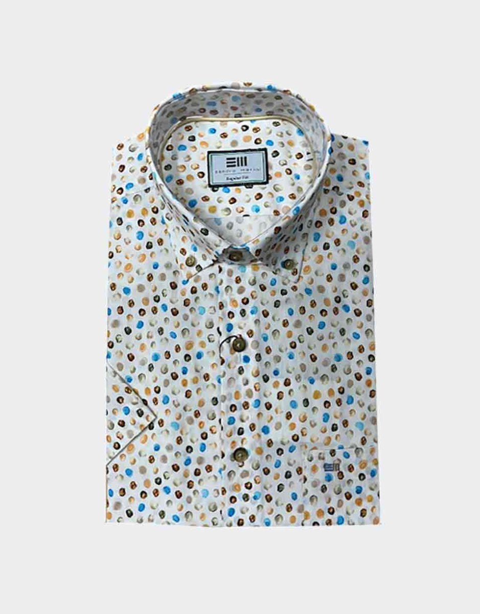 Camisa hombre MANGA CORTA con estampado ‘puntos’ colores