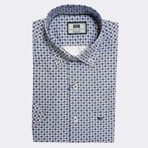 Camisa de hombre manga corta estampado ‘flores geométricas’