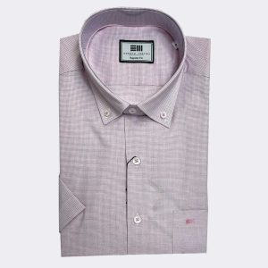 Camisa hombre de manga corta cuadro super pequeño en lila