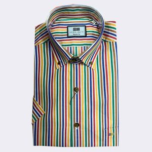 Camisa manga corta de hombre a rayas de colores