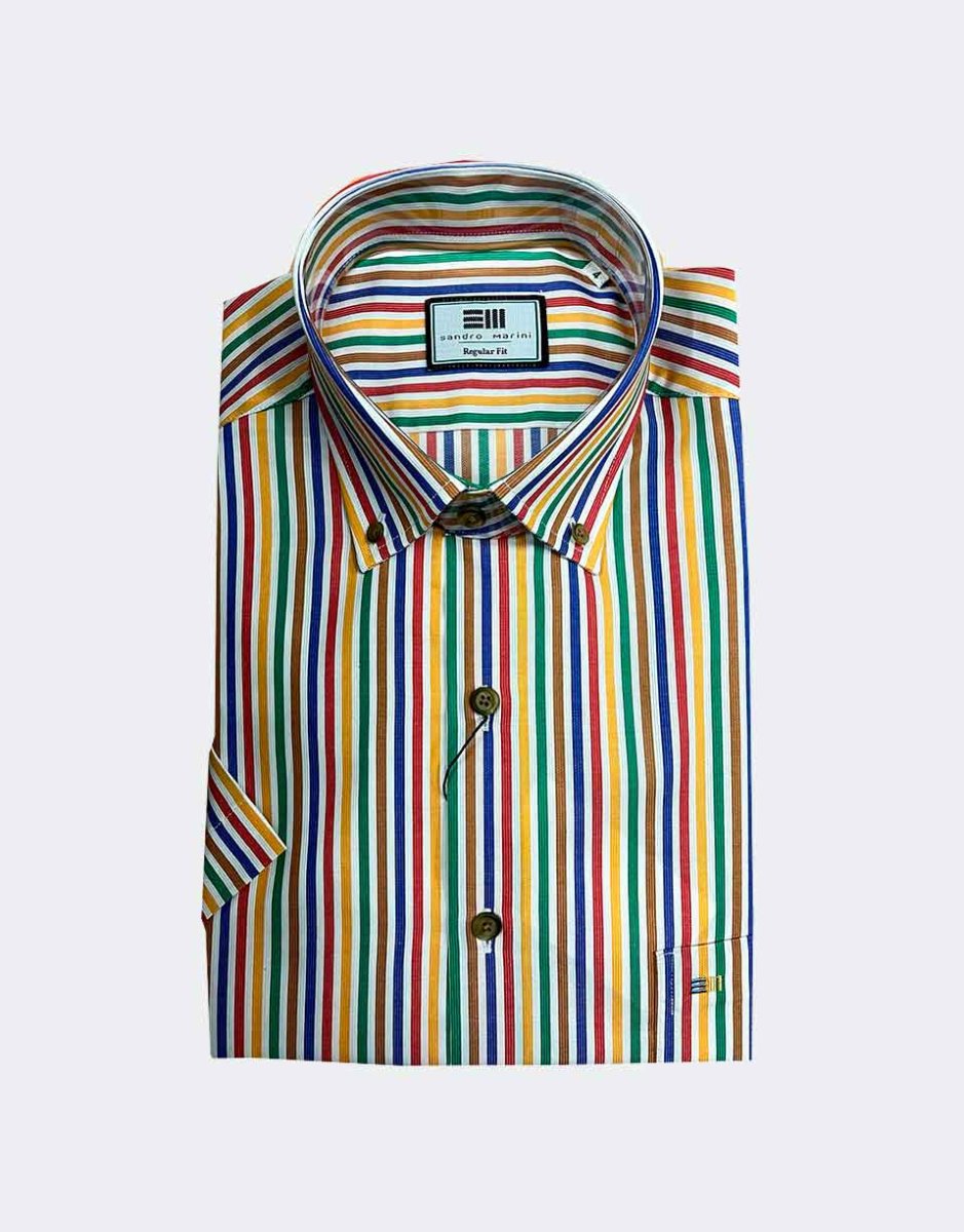 Camisa manga corta de hombre a rayas de colores - Imagen 2