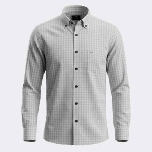 Camisa manga larga de hombre tela fina a cuadros difuminados