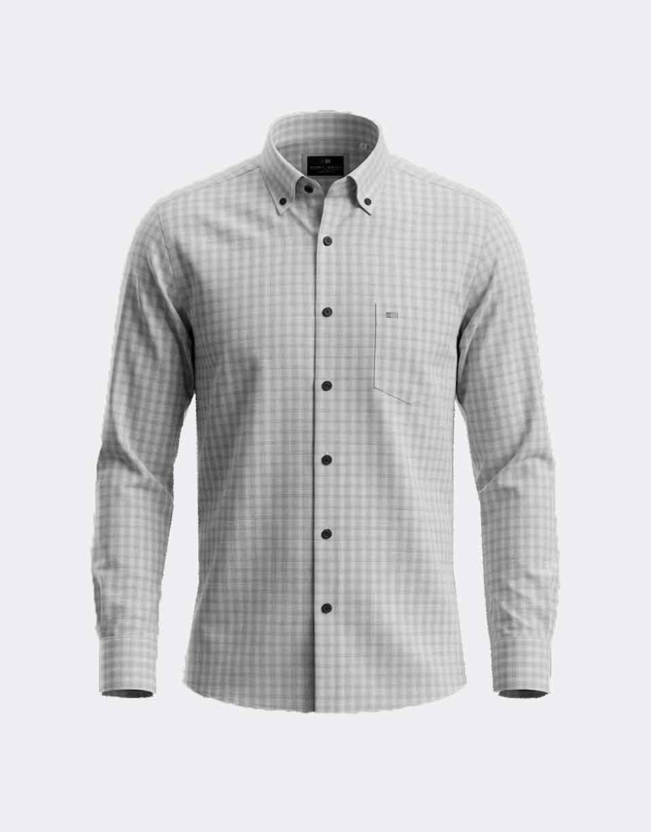 Camisa manga larga de hombre tela fina a cuadros difuminados