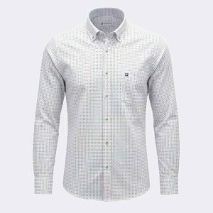 Camisa manga larga hombre tela fina estampada rayitas colorines