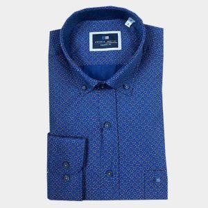 Camisa tela fina de hombre manga larga estampado mosaico