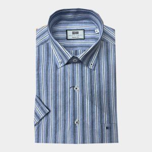 Camisa manga corta hombre con rayas azules, muy fina