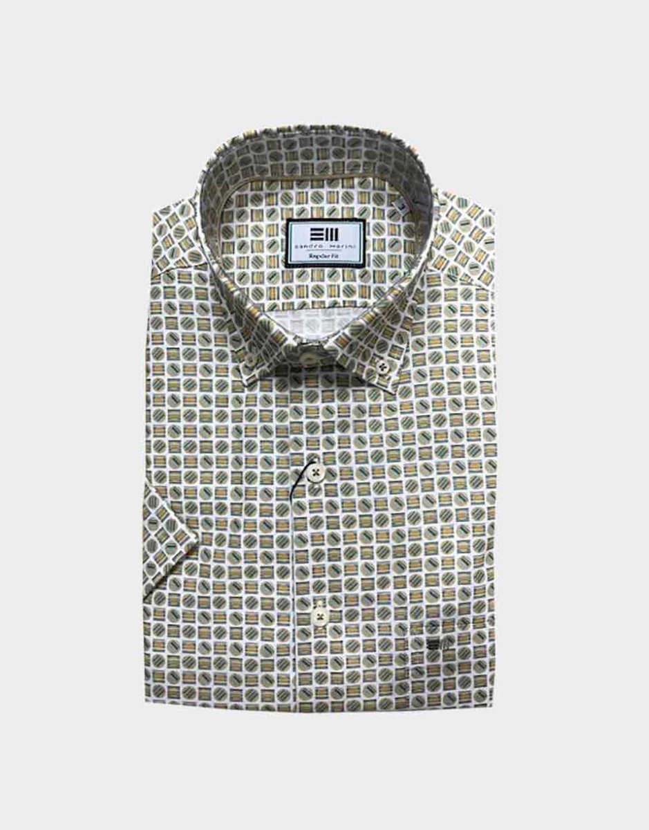 Camisa de hombre en MANGA CORTA estampado círculo-cuadrado - Imagen 3