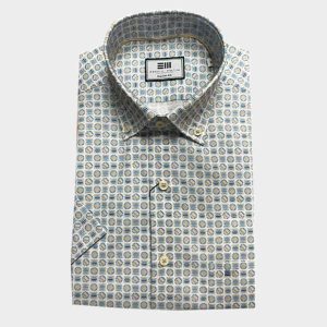 Camisa de hombre en MANGA CORTA estampado círculo-cuadrado